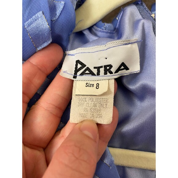 Size M | Vintage 1980s 80s Periwinkle Puff Balloon Long Sleeve Ethereal Dress - Picture 10 of 10